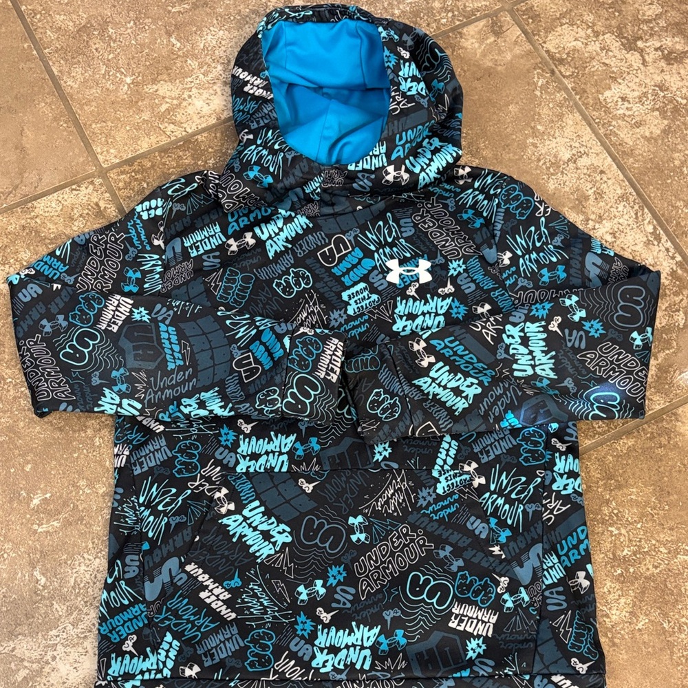 Under Armour Kids' Black and Blue Graphic Hoodie